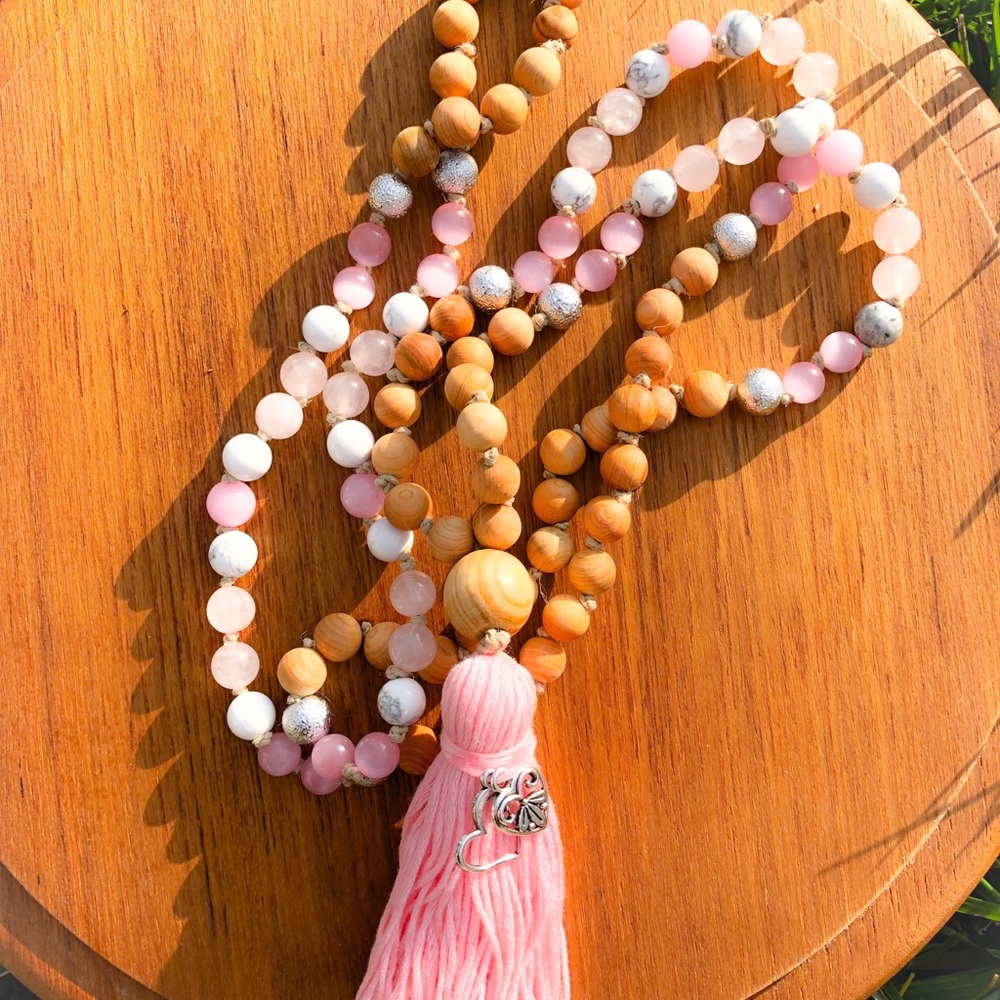 Desert Rose Mala Bead Necklace Boho Gypsy